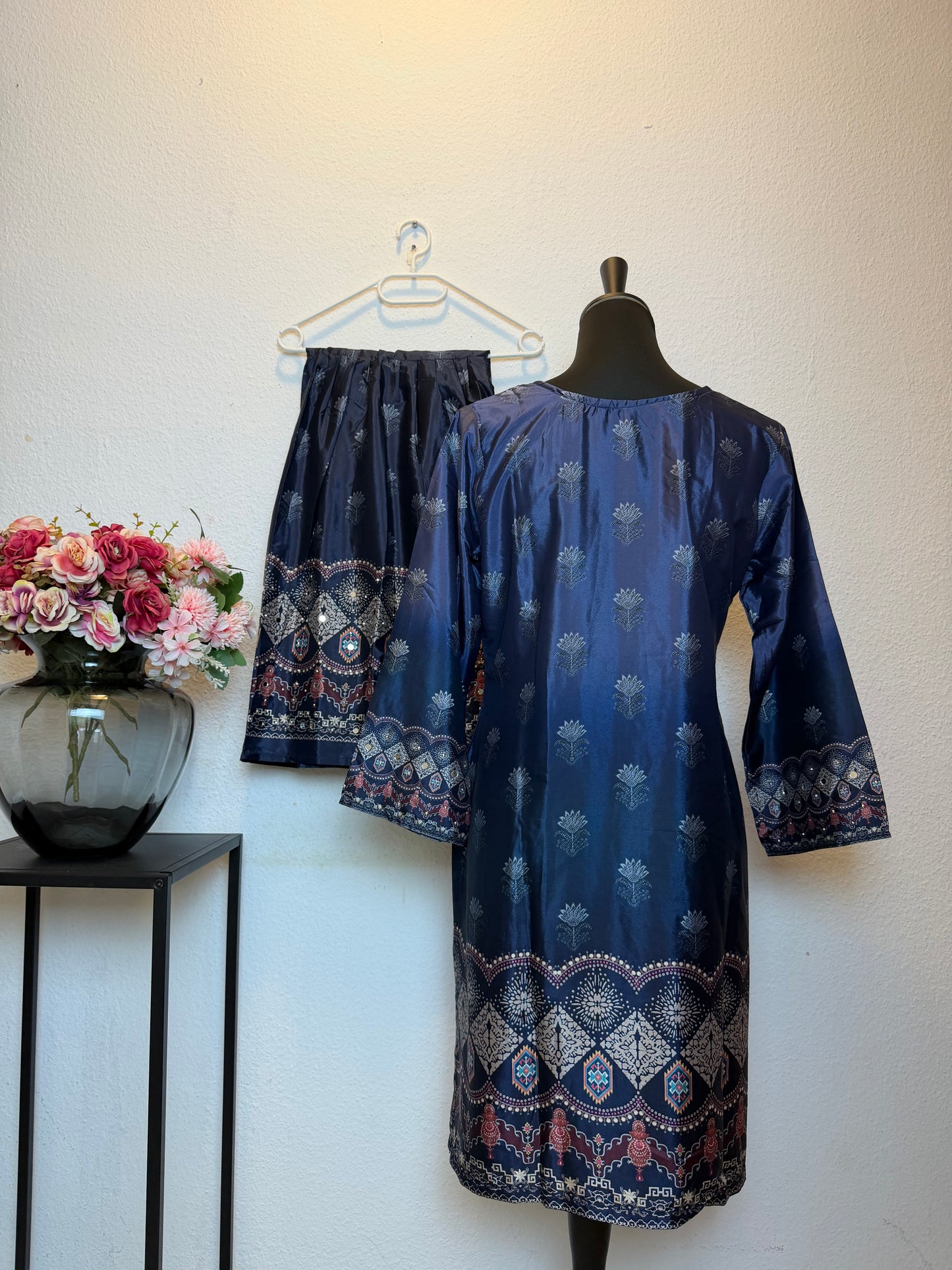 Silk Mirror Work Gharara Suit