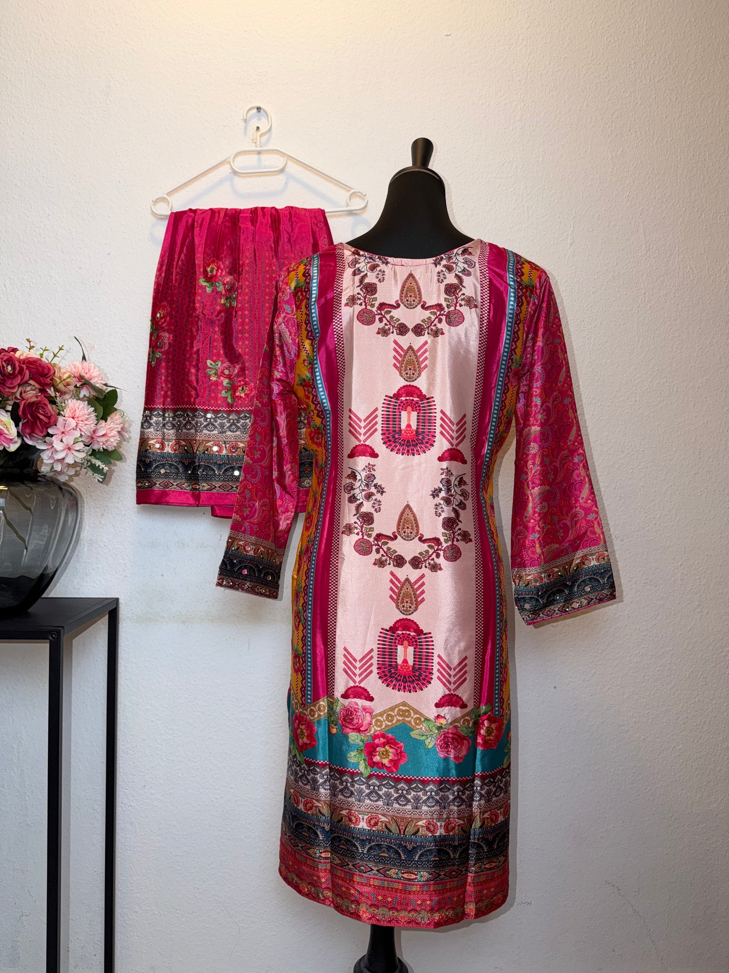 Silk Mirror Work Gharara Suit