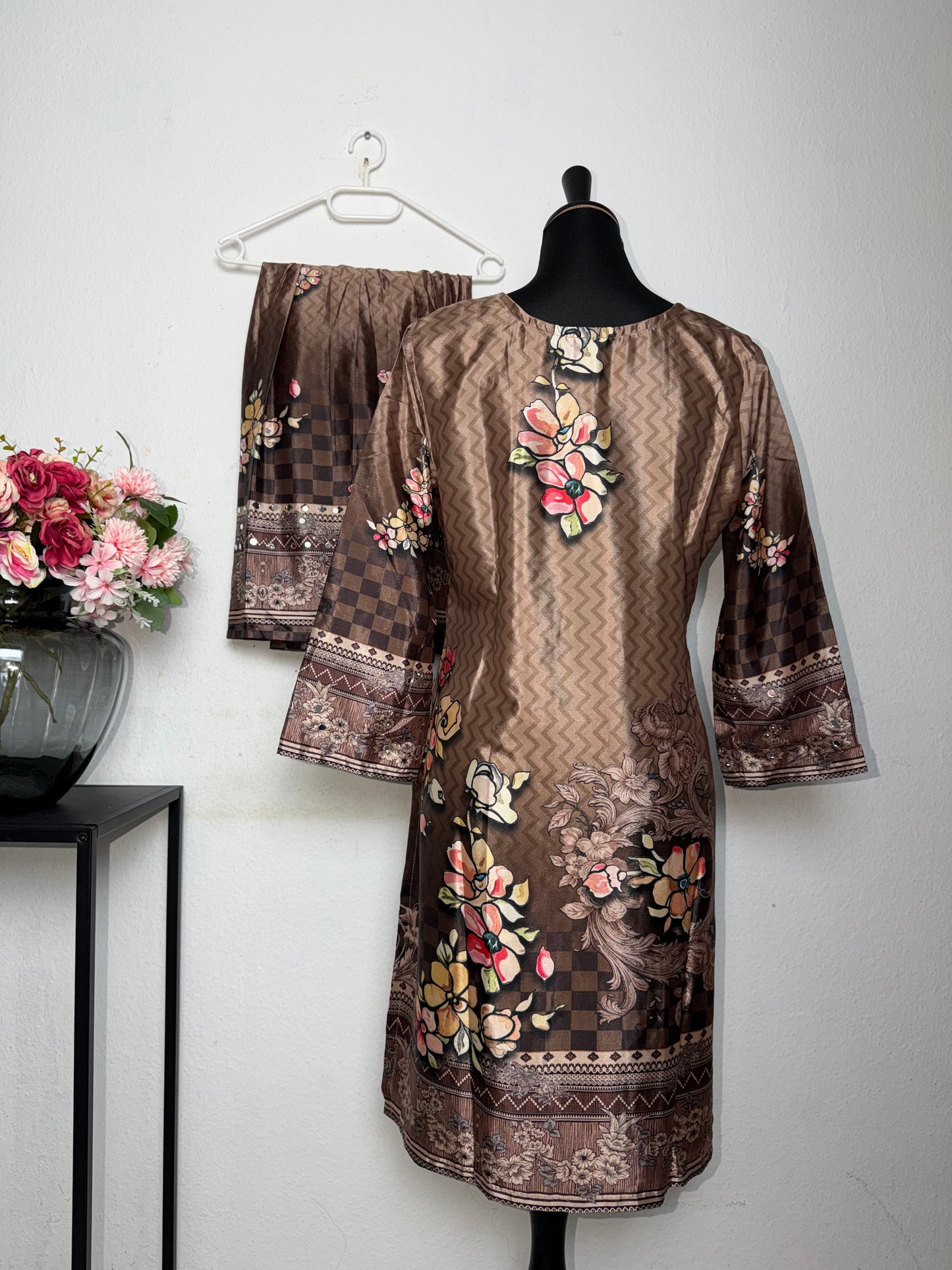Silk Mirror Work Gharara Suit