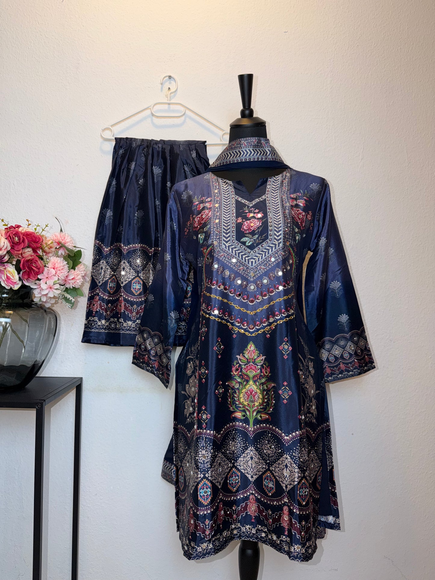 Silk Mirror Work Gharara Suit